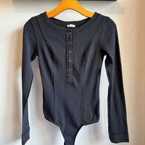 FP intimately Black long sleeve Bodysuit Thermal Sloane Size M